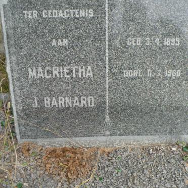 BARNARD Magrietha J. 1895-1960