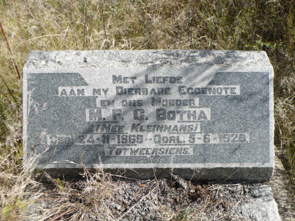 BOTHA M.F.C. nee KLEINHANS 1869-192?