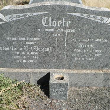 CLOETE Sebastiaan D. 1896-1962 &amp; Rhoda 1902-1969