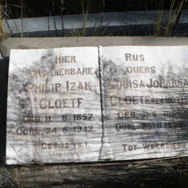 CLOETE Philip Izak 1857-1942 &amp; Louisa Johanna BOTHA 1865-1939