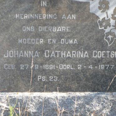 COETSEE Johanna Catharina 1891-1977