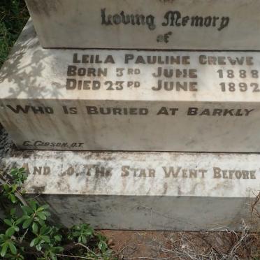 CREWE John F.P. 1894-1897 :: CREWE Leila Pauline 1888-1892 