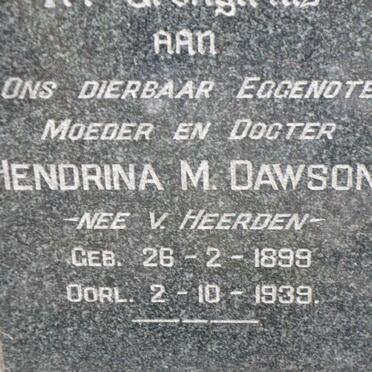 DAWSON Hendrina M. nee V. HEERDEN 1899-1939