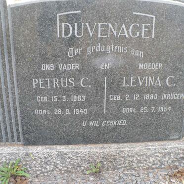 DUVENHAGE Petrus C. 1883-1949 &amp; Levina C. KRÜGER 1880-1954