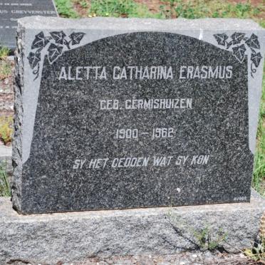 ERASMUS Aletta Catharina nee GERMISHUIZEN 1900-1962