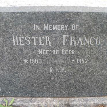 FRANCO Hester nee DE BEER 1903-1952