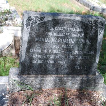 FOURIE Maria Magdalena nee ROODT 1890-1954