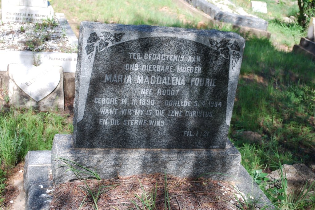FOURIE Maria Magdalena nee ROODT 1890-1954