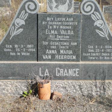 GRANGE Elma Valda, la nee DAWSON 1934-1957 :: VAN HEERDEN Anna Maria 1907-1994
