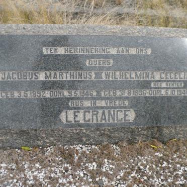 GRANGE Jacobus Marthinus, le 1892-1946 &amp; Wilhelmina Cecelia VENTER 1896-1944