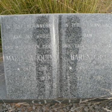 GEYER Barend C. 1923-19?0 &amp; Maria M. QUINN 1918-1977