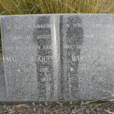 GEYER Barend C. 1923-19?0 &amp; Maria M. QUINN 1918-1977