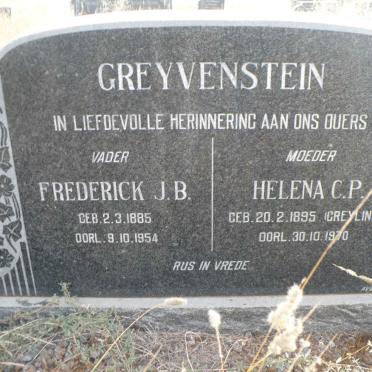 GREYVENSTEIN Frederick J.B. 1885-1954 &amp; Helena C.P. GREYLING 1895-1970