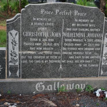 GALLOWAY Christoffel John 1890-1975 &amp; Wilhelmina Johanna 1891-1961