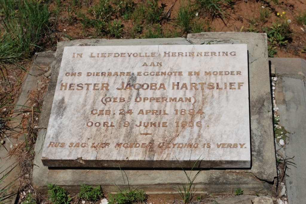 HARTSLIEF Hester Jacoba nee OPPERMAN 1894-1936