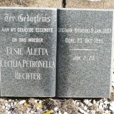 HECHTER Elsie Aletta Cecilia Petronella nee VAN NIEKERK 1887-1945