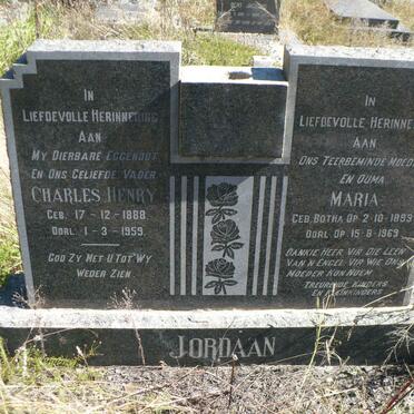 JORDAAN Charles Henry 1888-1959 &amp; Maria BOTHA 1899-1969