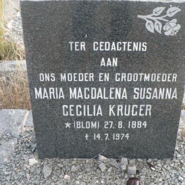 KRUGER Maria Magdalena Susanna Cecilia nee BLOM 1884-1974