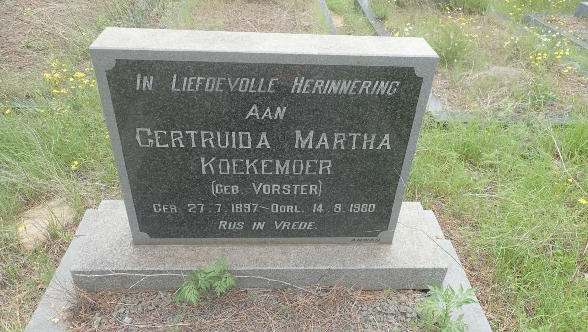 KOEKEMOER Gertruida Martha nee VORSTER 1897-1980