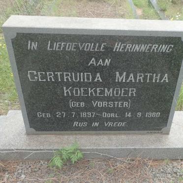 KOEKEMOER Gertruida Martha nee VORSTER 1897-1980