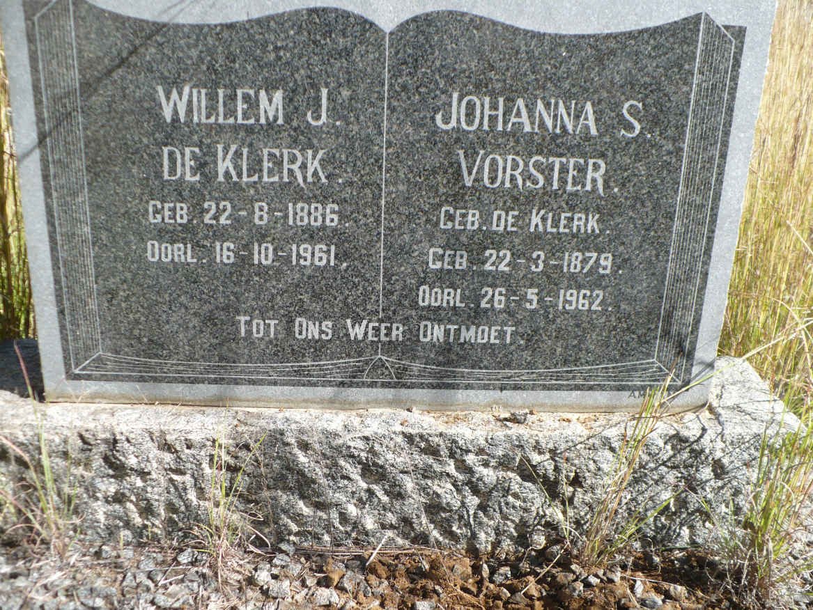 KLERK Willem J., de 1886-1961 :: VORSTER Johanna S. nee DE KLERK 1879-1962