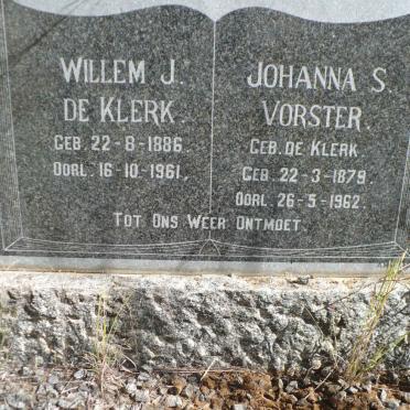 KLERK Willem J., de 1886-1961 :: VORSTER Johanna S. nee DE KLERK 1879-1962