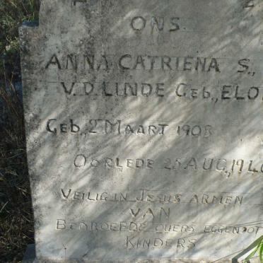 LINDE Anna Catriena S., v.d. nee ELOFF 1908-1940