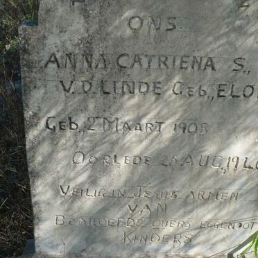 LINDE Anna Catriena S., v.d. nee ELOFF 1908-1940