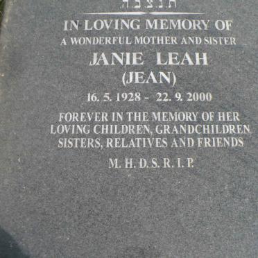 LEAH Janie 1928-2000