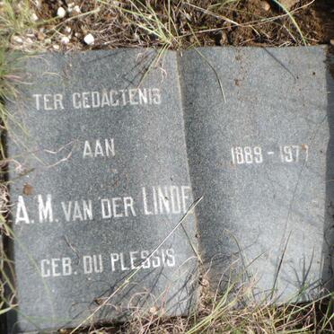 LINDE A.M., van der nee DU PLESSIS 1889-1977