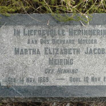 MEIRING Martha Elizabeth Jacoba nee HENNING 1869-1937