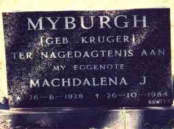 MYBURGH Machdalena J. nee KRUGER 1928-1984