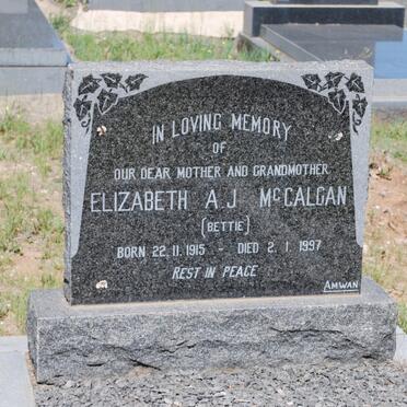 McCALGAN Elizabeth A.J. 1915-1997