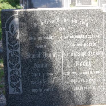 NAUDE Roelof Dawid 1886-1959 &amp; Nicolasina Jacoba WAGENAAR 1876-1949