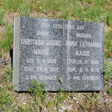NAUDÉ Christiaan Jacobus 1889-1958 &amp; Anna Catharina 1896-1976