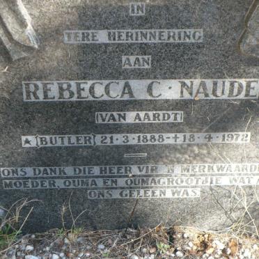 NAUDE Rebecca C. voorheen VAN AARDT nee BUTLER 1888-1972