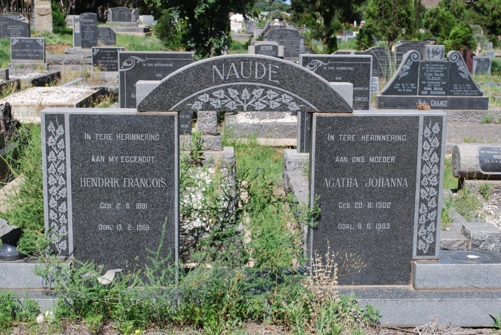 NAUDE Hendrik Francois 1891-1966 &amp; Agatha Johanna 1902-1983