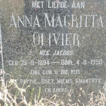 OLIVIER Anna Magritta nee JACOBS 1894-1950