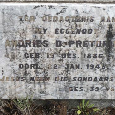 PRETORIUS Andries D. 1886-1945