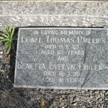 PHILLIPS Lionel Thomas -1963 &amp; Benetta Evelyn -1990