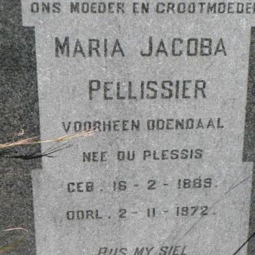 PELLISSIER Maria Jacoba formerly ODENDAAL nee DU PLESSIS 1889-1972