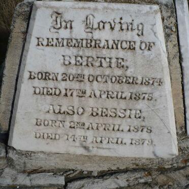 PAISLEY Bertie 1874-1875 :: PAISLEY Bessie 1878-1879