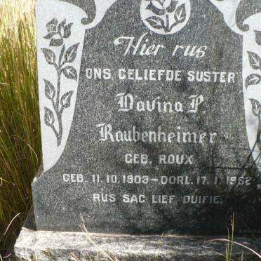 RAUBENHEIMER Davina P. nee ROUX 1903-1962