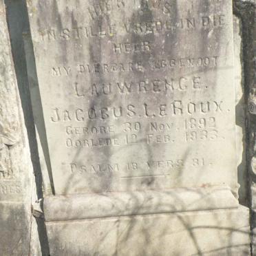 ROUX Lauwrence Jacobus, le 1892-1933