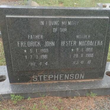 STEPHENSON Frederick John 1909-1981 &amp; Hester Magdalena 1908-1988