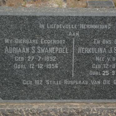 SWANEPOEL Adriaan S. 1892-1956 &amp; Herkulina J. V.D. WALT 1903-1970