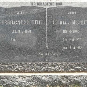 SCHUTTE Christiaan E.S. 1876- &amp; Cecilia J.M. MYBURGH 1874-1952
