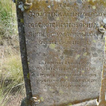 SMITH Hester Sophia nee VAN WYK 18?6-1931