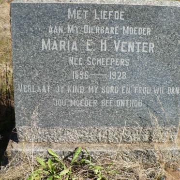VENTER Maria E.H. nee SCHEEPERS 1896-1928