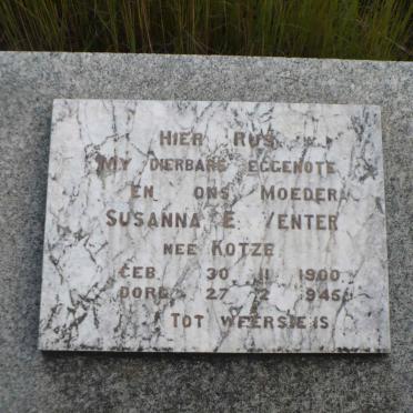 VENTER Susanna E. nee KOTZE 1900-1945